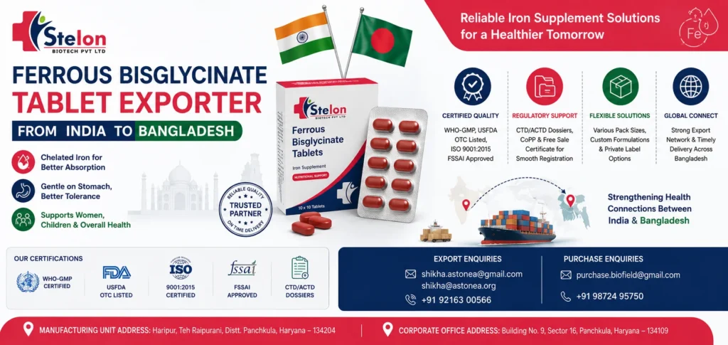 Ferrous Bisglycinate Tablet Exporter from India to Bangladesh